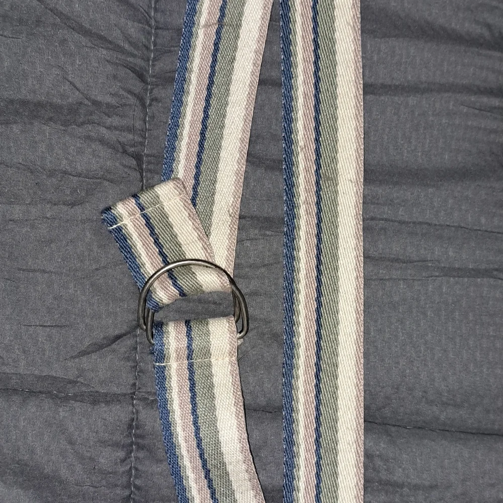 Striped Multicolor Fabric Belt with Double Loop Buckle